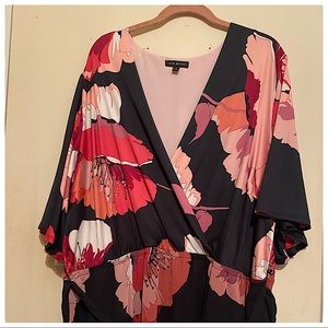 NWOT Floral Lane Bryant dress with black belt.